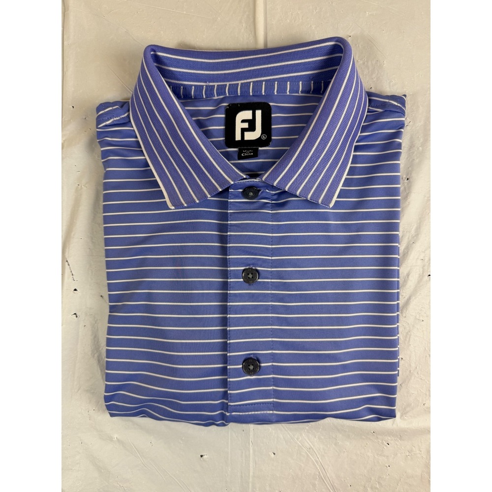 FootJoy Mens XL Blue White Striped ProDry‎ Performance Golf Polo Shirt SS
